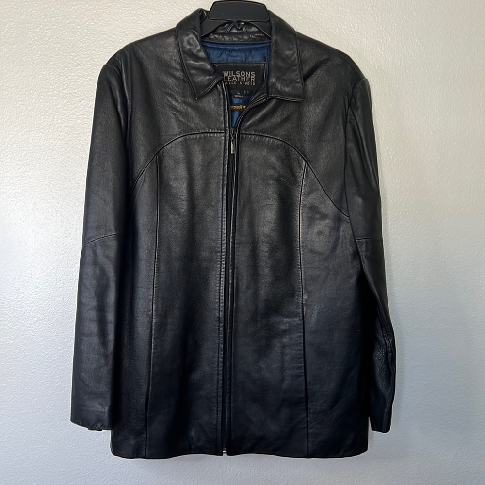 EUC Vintage Wilson's Leather Black Zipper Jacket L